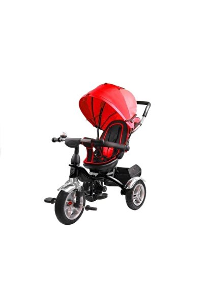 LeanToys Tricicleta cu pedale pentru copii, cu scaun rotativ si copertina ros...