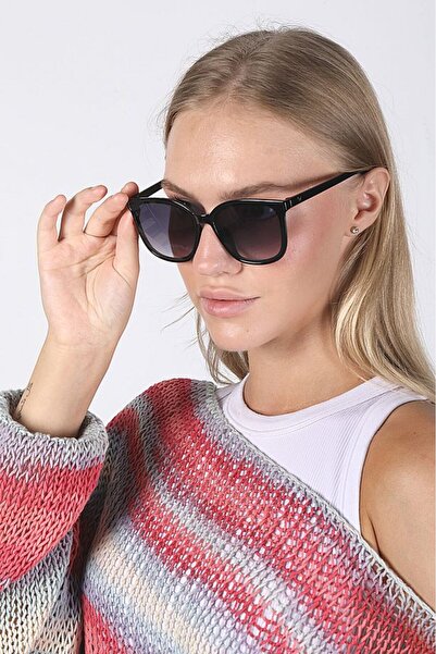 Makro Optik Women's Sunglasses Selin Geometric Black Frame Black Glass