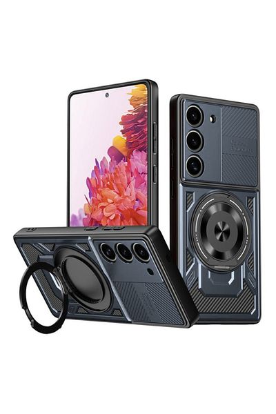 SKYDDAR INNOVATION Husă pentru Samsung Galaxy S20 FE, RuggedCam, inel magnetic rezistent la șocuri, set de autocolante, albastră