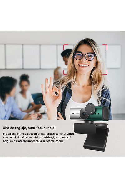 WowStep Webcam, 1080p 30fps, Auto-Focus, 360 Degree, Noise Reduction Microphone, USB, Tripod