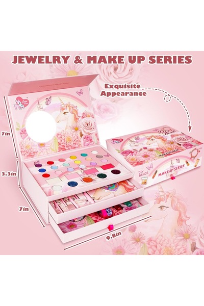 rexa مجموعة مكياج للأطفال للبنات - مجموعة مستحضرات تجميل قابلة للغسل، 8 × 5 ×...