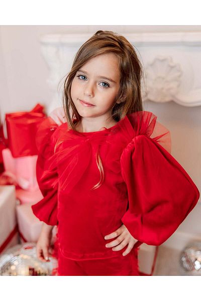 fustite cu luminite Lovely Red Sweatshirt With Cool Tulle - 2-3 Years (92-98 CM)