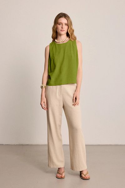 Gusto Sleeveless Linen Blouse - Green