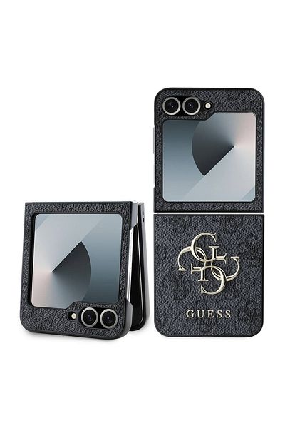 Guess Case for Samsung Galaxy Z Flip6 - Leather 4G Metal Logo (GUHCZF64GMGGR) - Black