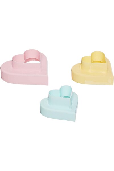 Bp Bizden Pastacılık 3-Piece Plastic Double Sided Heart Cookie Mold Set Dough...
