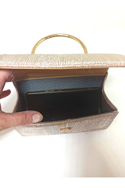 dizaynbag Kadın altın metal saplı abiye çanta