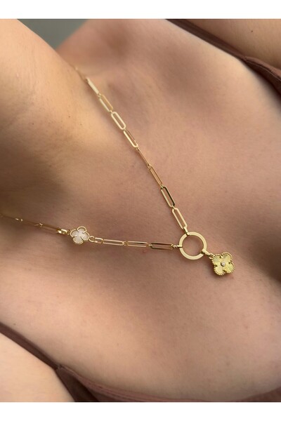 Owentis Gold İkonik Model Ataç Form Aure Kolye -kararma yapmaz-