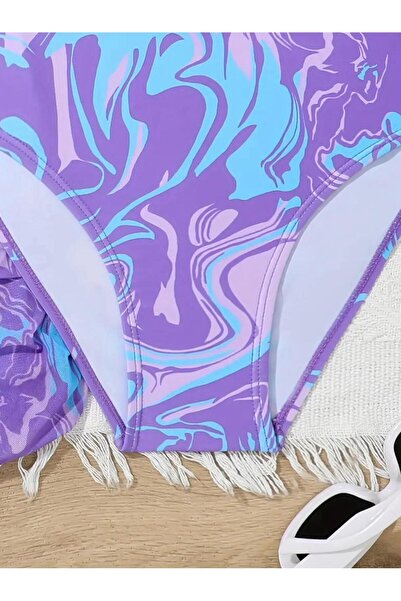 3b kids μαγιό μπικίνι σετ φούστα μπουστάκι πολύχρωμο μωβ χρώμα νεαρό κορίτσι παιδικά ρούχα παραλίας