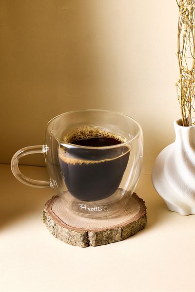 Perotti Cidar Heat Resistant Double Wall Glass Heart Mug 240 ml