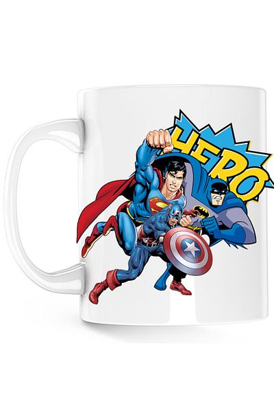 OEM Cana Batman Superman Captain America Save Earth, alba, 330 ml