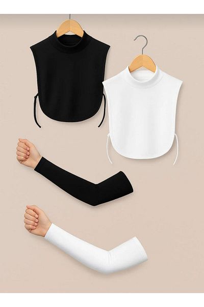 ALDIRA Black White Neck Collar Black White Oversleeve