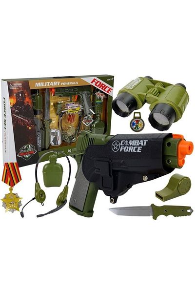 LeanToys Children's play set, gun with holster, binoculars and various army accessories MCT 7865
