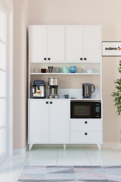 Evdemo Silva Kahve Köşesi Çok Amaçlı Dolap Beyaz