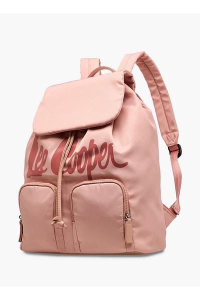 Lee Cooper Logo Print Backpack with Adjustable Straps and Drawstring Closure - 15x30x43 cm