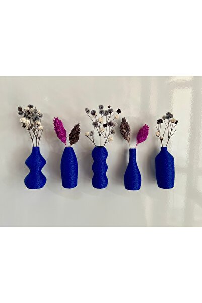 SERÜVENTR Miniflora - 5'li Magnetli Mini Vazo - Saks Mavi