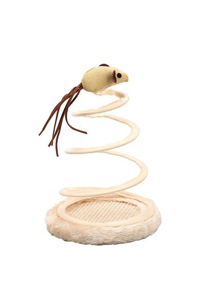 Mercaton Interactive toy for kittens, Claw sharpener, Mouse with long tail model, 15 x 23 cm, Beige