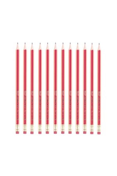 Herlitz Material Wood, Lacquered Red Graphite Pencils With Eraser, Lead Hb, Set Of 24,