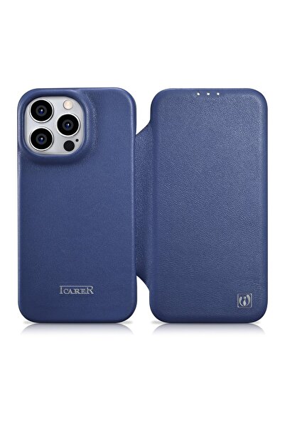 ICARER Husă magnetică din piele pentru iPhone 14 Pro Max, MagSafe CE, cu clap...