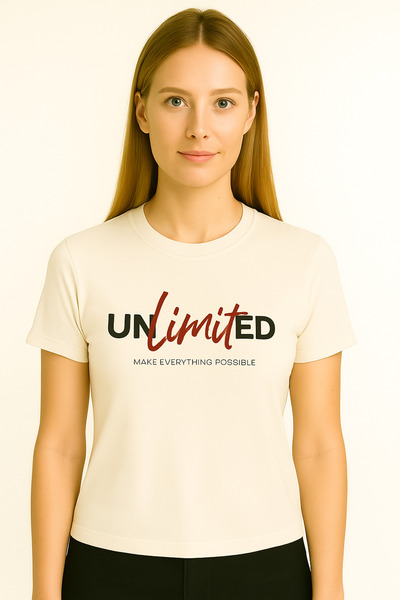 MONARCHMODA Tricou pentru femei (TRIOC PREMIUM ECRU IMPRIMAT REGULAR FIT / CORT NORMAL 100% bumbac 100% GULER CU DUA ORI)