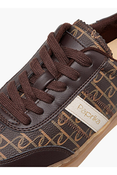 Paprika Monogram Print Lace-Up Sneakers