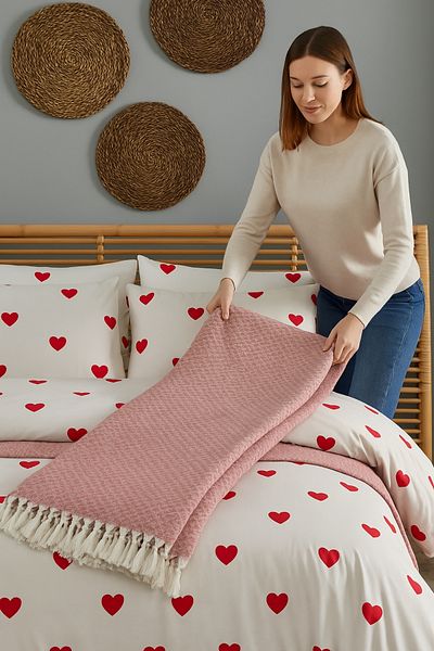 moke e ticaret Double Duvet Cover Set with Elastic Sheet + Pique + 4 Pillowcases |   Dowry Set