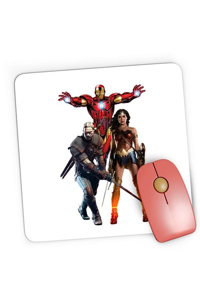 OEM Mousepad Gaming Witcher Ironman Wonder Woman Superhero Horror, 21x19 см