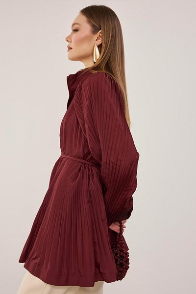 BİNAAR Piliseli Micro Trench Claret Red