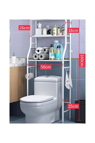 Generic 3 Shelf Towel Storage Rack Organizer Over The Toilet Bathroom Space Saver White 50 X 25 X 160cm