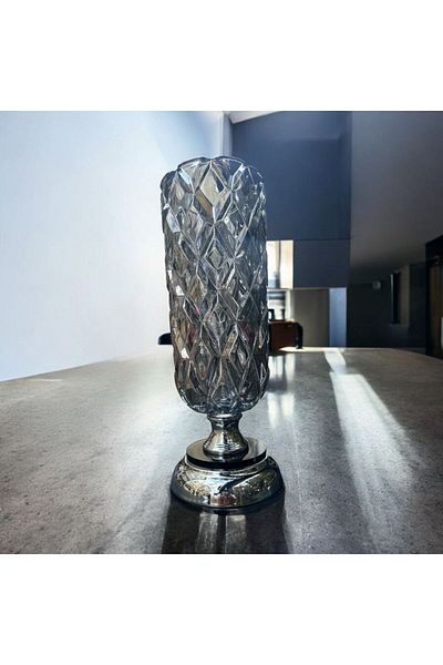 Peramari Decorative Crystal Glass Vase Chrome Plated Silver