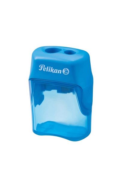 Pelikan V-blade Double Sharpener With Container, Material Plastic, Assorted Colors, 12 Pcs/box