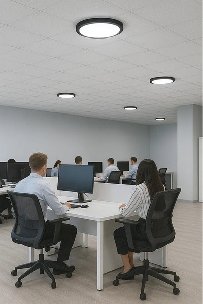 luxshome Modern Tavana Sıfır Led Lamba Buz Beyaz Işık Siyah Metal Kasa Salon Mutfak Oturma Odası Avize