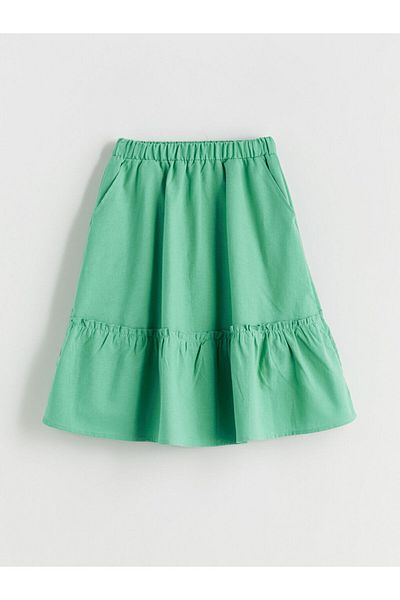 LC Waikiki New Season Elastic Waist Linen Blend Girls' Skirt - S5Qr77Z4