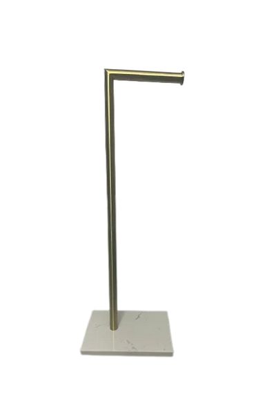 LUXXO Metal toilet paper holder with stone base, free-standing, brushed gold