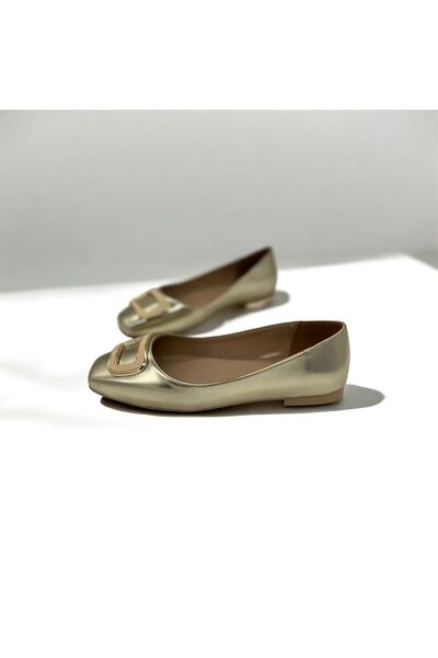 Rexba Women's Ballet Gold Buckle Stylish Office Home Business Daily Ballet