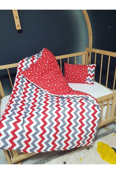 bebek_iklimi Double-Sided Baby Bedding Set 3 Pieces - 95X135 Quilt Cover, Pillowcase, Sheet