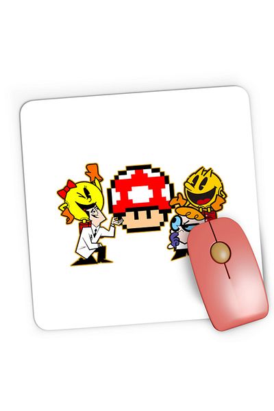 OEM Mousepad Gaming Pac Man Mushroom Mario Woman Dexter Powerpuff Girls, 21x19 см