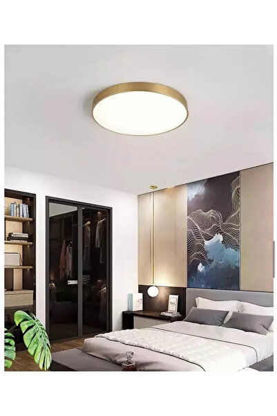 luxshome Mat Gold Sarı Tavana Sıfır Salon Mutfak Banyo Led Panel Avize Tavana Sıfır 6500k Buz Beyazı Işık