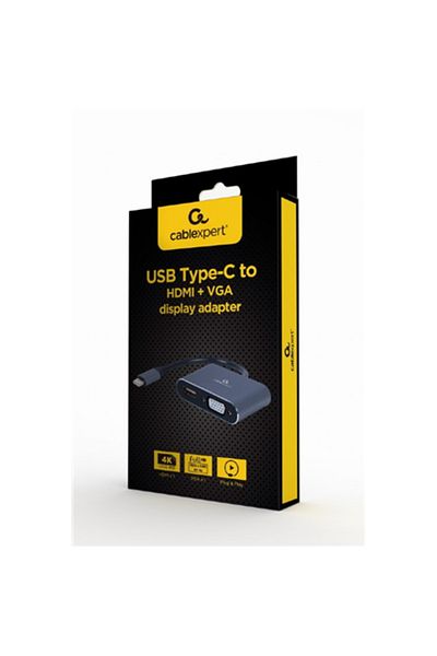 Cablexpert Żeńskie | 15-pinowe HD D-Sub (HD-15) | 19-pinowe HDMI typu A | Męskie | 24-pinowe USB-C | Szare