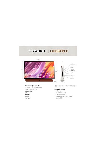 Skyworth 24-inch Portable Wireless Android Smart TV with Bag - White