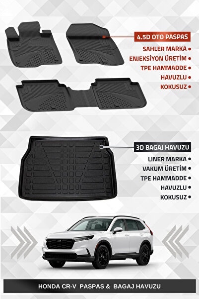 Sahler Honda CR-V 2024+ Uyumlu 4.5D Premium Havuzlu Oto Paspas ve Liner Marka...
