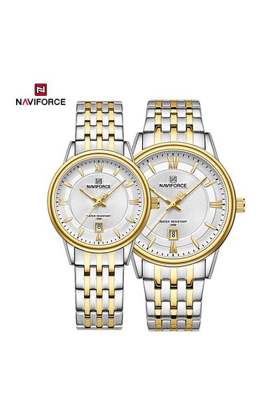 Naviforce NF8040 Classic Exquisite High Quality Romantic Gift Stainless Steel Couple Watches