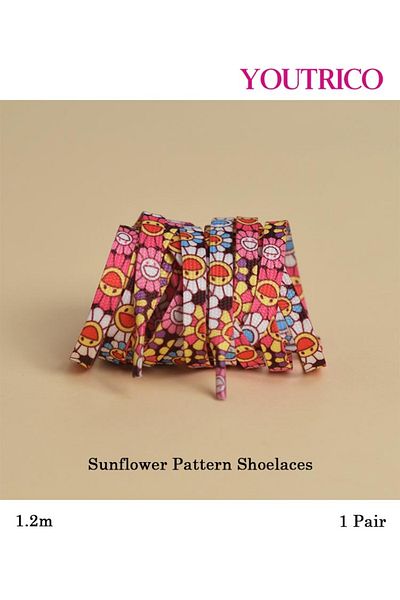 Youtrico 1 Pair Tiny Floral Pattern Shoelaces - 120cm Polyester Laces