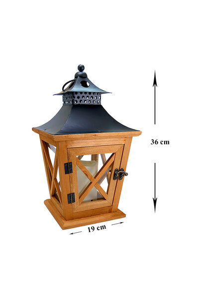 Strend Pro Decorative lantern, wood, LED, 19x19x36 cm
