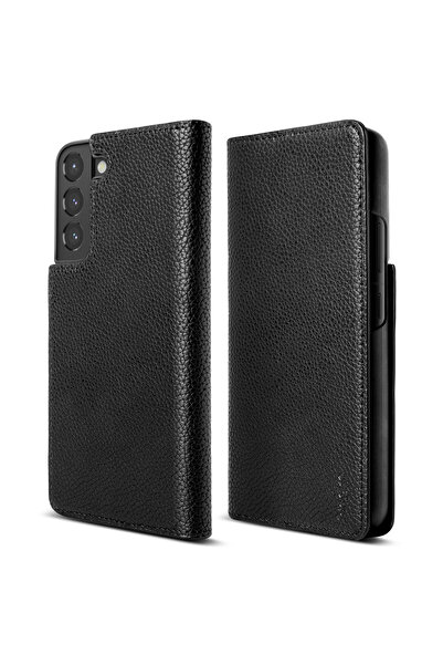 Ringke Husă din piele cu clapă pentru Galaxy S22+ Folio Signature, neagră