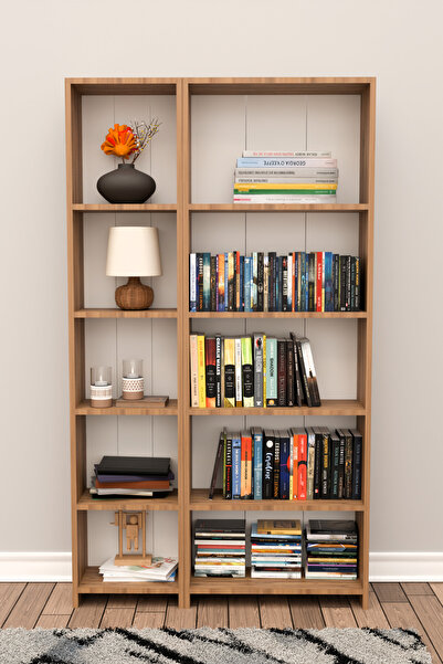 Remaks 10 RAFLI Kitaplık Kütüphane Hareketli Raflı Dekoratif Kitaplık-MEŞE