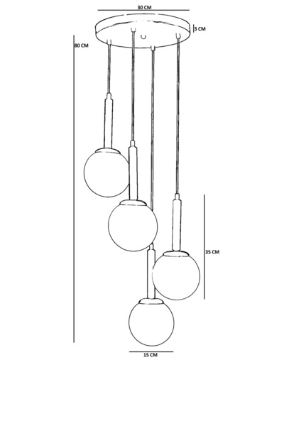 Lumexx IŞIL 4 LÜ TEPSİLİ NATUREL BAL CAMLI SARKIT
