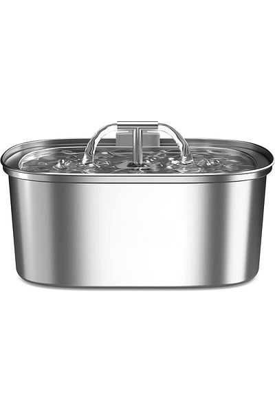 Elindor Dispenser De Apa Pentru Pisici Și Câini, 3,2 L, Silențios, Filtrare Cu Cărbune, Argintiu