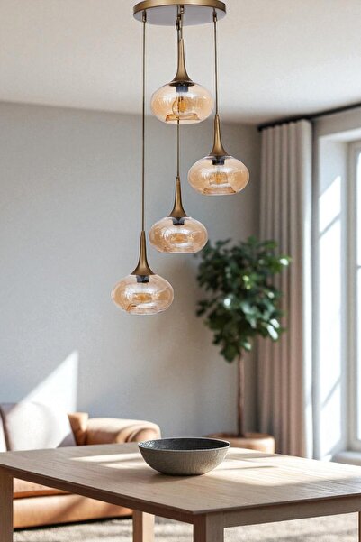 Lumexx ZARA 4 LÜ TEPSİLİ ESKİTME BAL CAMLI SARKIT