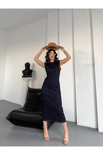 Icoop Denim Uzun Elbise
