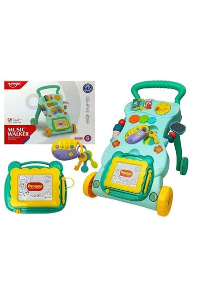 LeanToys Antepremergator multifunctional pentru bebe, cu centru de activitati, turcoaz MCT 5996